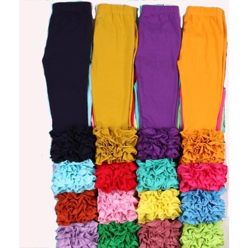 MUDBALA Boutique Toddler Girls Triple Ruffle Icing Leggings Baby Girl Clothing Bottom Solid Cotton Ruffled Pants
