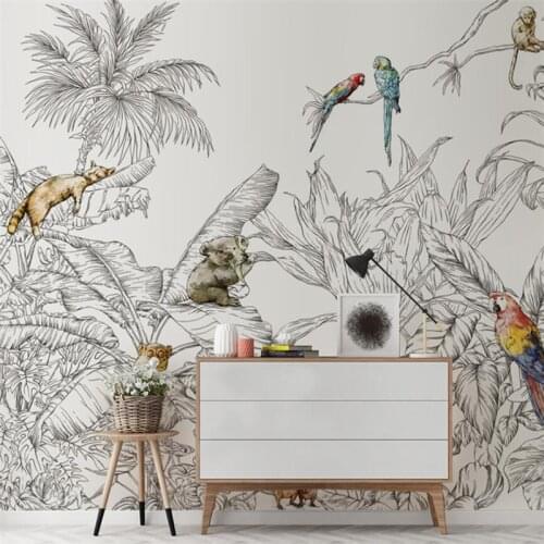 Beibehang Custom Tropical rainforest animals Mural Photo Wallpapers for Living Room Sofa papel de parede wallpaper TV Background