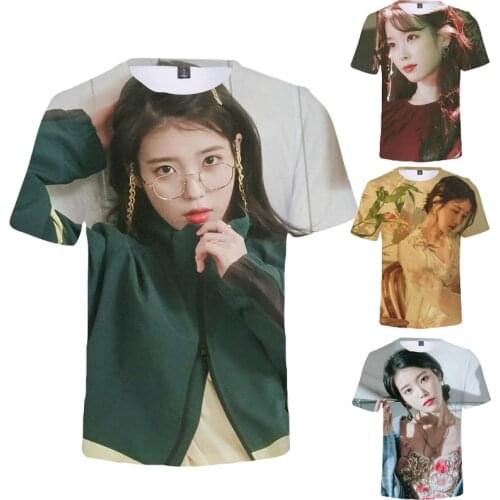 Kpop Idol IU 3D Print T Shirt Harajuku Casual Tops Women Men Round Neck Short Sleeve T-shirt IU Korean Style Tee Shirts