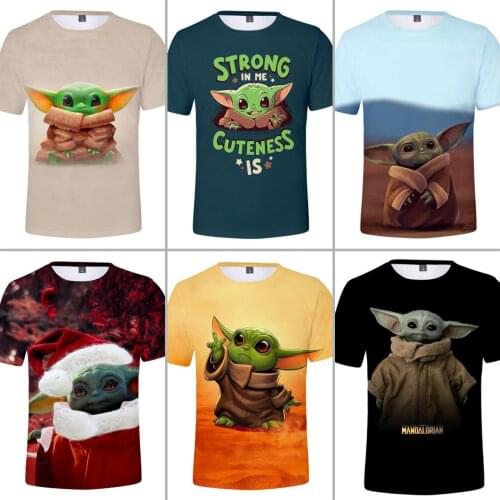 Disney High Quality Baby Yoda T-shirt Men Women Fashion Summer Tee Shirt Boys Girls Cartoon Clothing Harajuku Tshirt
