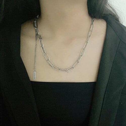 Harajuku S Double Buckle Mental Necklace Male And Female Couples Niche Hip-hop Choker Necklace Trendy Jewelry