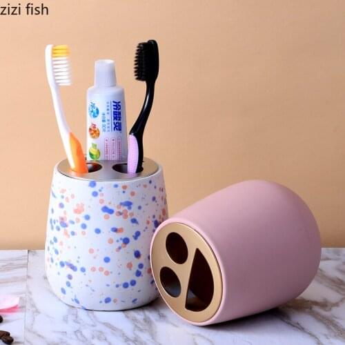 Ceramic Toothbrush Cup Nordic Style Mouthwash Cup Large Capacity Creative Smiley Cover Home Simple Home Decoration Accessories