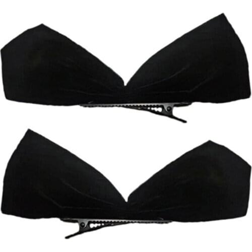 2Pcs Velvet Hair Bows Alligator Clips Fashion Solid Color Big Bowknot Hairpins Vintage Barrettes for Women Girls Double Ponytail