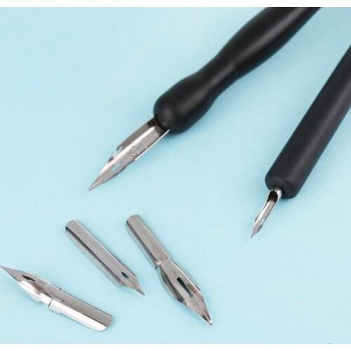 Manga Dip Pen Holder Set Comic Drawing Painting Tools Kit Calligraphy + 5 Nibs Q1JC