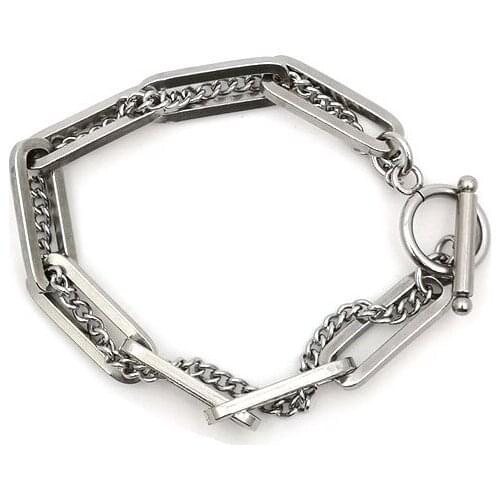 Fashion double-layer titanium steel stainless steel bracelet men and women hip-hop wild bracelet hot sale