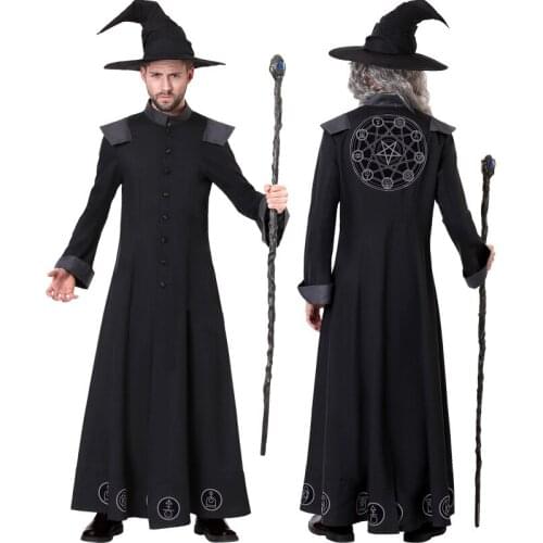 Halloween Men Luxury Vampire Cosplay Custume devil King Costume Black wizard Halloween Cosplay party Custume mens long skirt