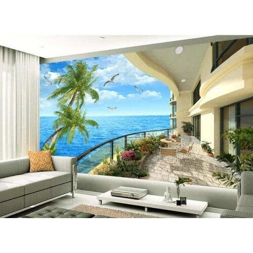 Balcony TV setting wall scenery 3d room wallpaper landscape 3d murals wallpaper for living room Home Decoration