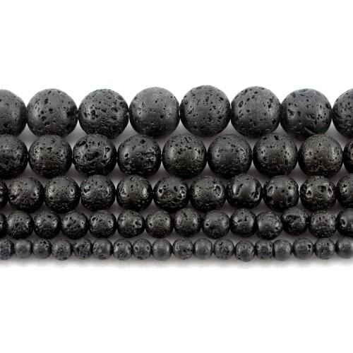 Natural Black Volcanic Lava Round Loose Beads Strand 4/6/8/10/12/14/16/18/20 MM For Jewelry DIY Making Necklace Bracelet