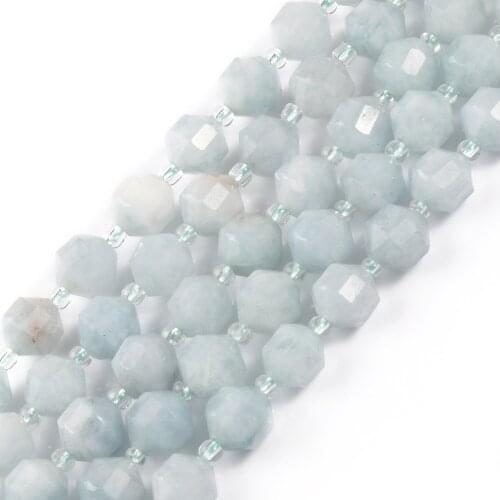 Natural Faceted Olive Shape Aquamarines Beads 8×8mm Stone Beads For Jewelry Making DIY Charm Bracelet Necklace Accessories 15"