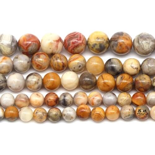 Natural Stone Crazy Agates Round Loose Beads 4 6 8 10 12mm Pick Size Spacer Beads For Jewelry Making DIY Bracelet 15'' Strand