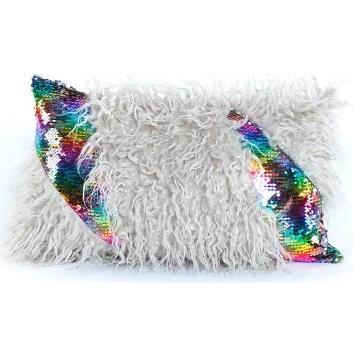 Faux Fur Pillow Cover White Green Grey Sequin Cushion Cover Home Decor Lumbar Pillow 30x50cm Decorative pillowsham