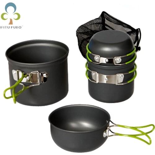 Camping Cookware Utensils Outdoor Tableware Set Hiking Picnic Backpacking Camping Tableware Pot Pan 1-4 Persons GYH