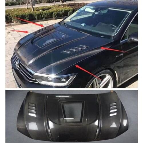 High quality Carbon Fiber & ABS primer Clear Glass Front Bumper Engine Hood Vent Cover Fits For Magotan B8 2017 2018 2019 2020