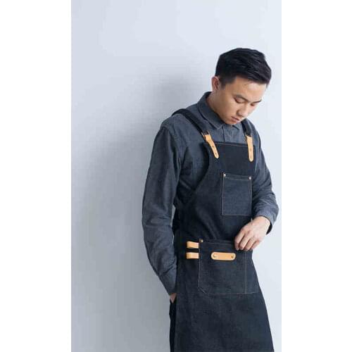Belt Chinese restaurant coffee shop shoulder straps denim apron men and women nail art floral bakers overalls
