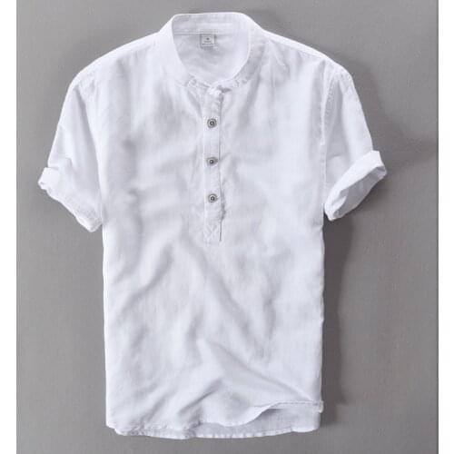 Linen cotton fashion men shirt white solid casual shirts men brand clothing shirt men camisa masculina camisa chemise homme