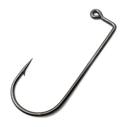 100pcs 9147 High Carbon Steel Fishhook Black 90 Degree Aberdeen Offset Jig Fishing Hooks Size 8# To 6/0
