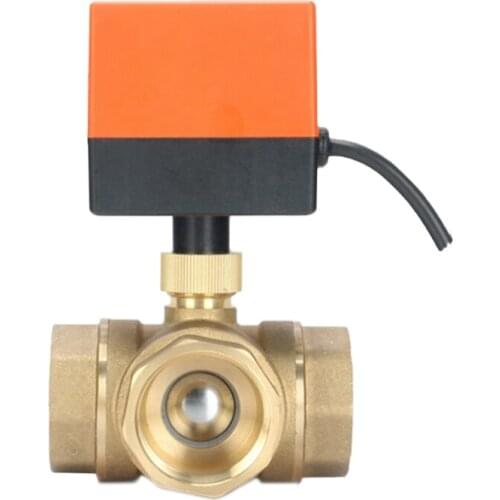 1-1/2" Three Way Motorized Ball Valve 220V 12V 24V 3-Wire 2 Point Control Brass Electric Ball Valve