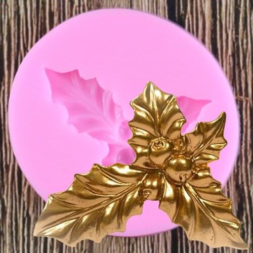 DIY Holly Leaf Silicone Mold Fondant Molds Cake Decorating Tools Chocolate Polymer Clay Mould Kitchen Baking Moulds