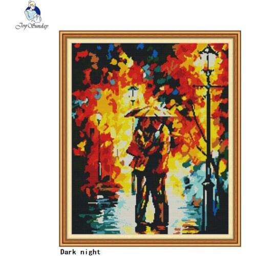 Dark night cross stitch DIY colorful art oil painting characters DMC 14ct11ct needlework embroidery kit home decoration painting