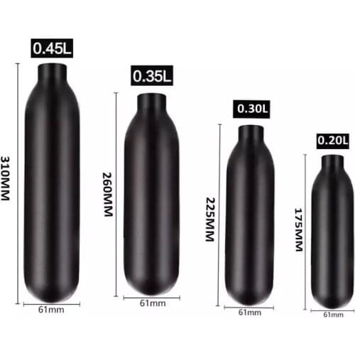 Pcp paintball airforce hpa cylinder air bottle 0.2l / 0.3l / 0.35l / 0.45l tank 300bar 4500psi m18 * 1.5