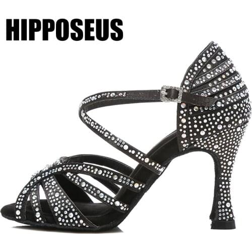 Hipposeus New Women Dance-Shoes Latin Female Salsa Ballroom Dancing Shoes Girls Modern Tango Soft Sole Party Dance Shoes Sandals