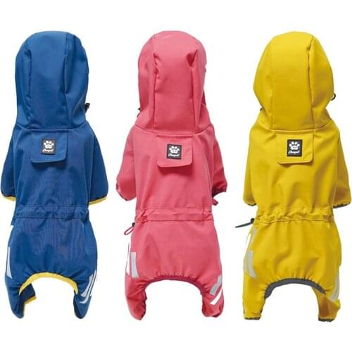 Dog Raincoat Jumpsuit Waterproof Bright Color Raincoat for Small Dogs Reflective Breathable Hooded Pet Rain Jacket for Yorkies