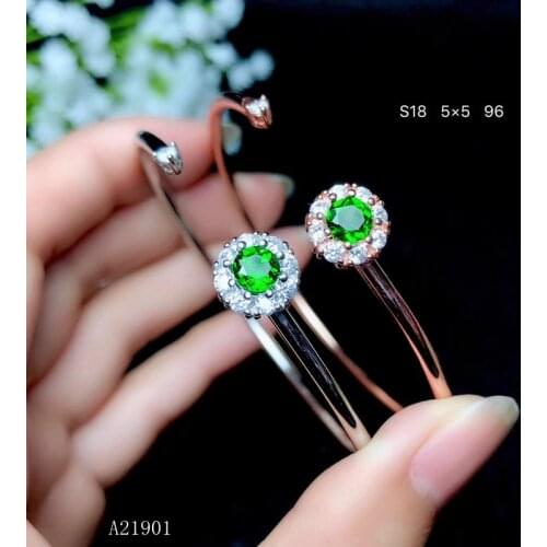 KJJEAXCMY Boutique Jewelry 925 Silver-inlaid Natural Diopside Womens Mini Open Bracelet Support Detection
