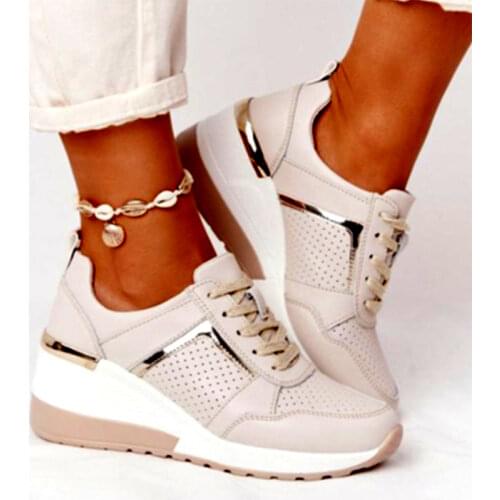 Women 2021 Mesh Metal Summer Sneaker Woman Casual Breathable Vulcanized Female Platform Fashion Shoes Ladies Big Size Footwear