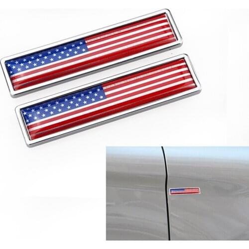 1Pair 3D Metal Car Stickers America National Flag Car Body Trunk Motorcycle Personality Decoration Badge Car Accessories Sticker