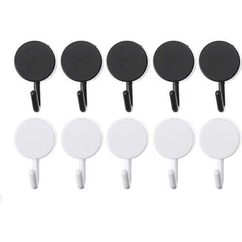 10Pcs ABS Plastic Self Adhesive Hook Set Strong Sticky Stick on Wall Hanger Kitchen Bathroom Home Decor Hooks