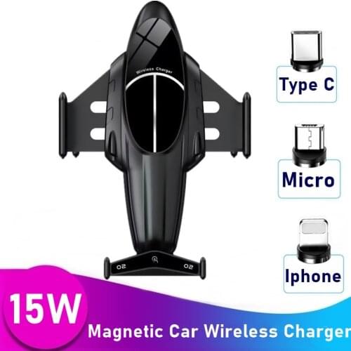 15W Automatic Qi Car Wireless Charger for iPhone 12 11 XS XR 8 7 6 Magnetic USB Charger Phone Holder Stand For Samsung S21 S20