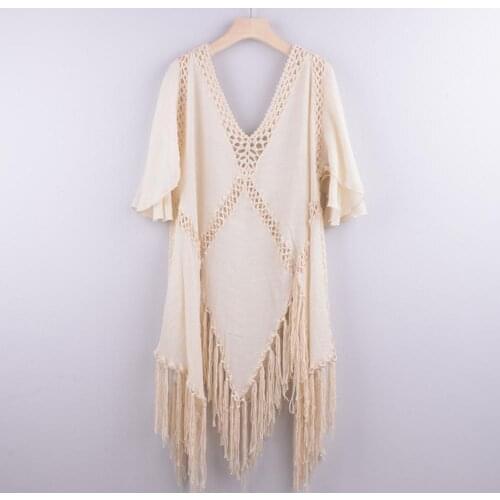 2021Summer Women Sexy Women’s Bathing Suit Irregular Bikini Cover Up V Neck Loose Hollow Out Swimwear Cover Up for Vacation