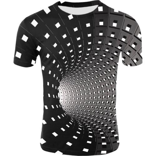 2021 fashion casual short-sleeved three-dimensional swirl mens T-shirt 3D printing summer O-neck casual fun T-shirt