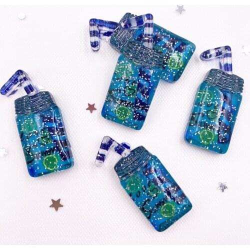 6PCS Kawaii Resin Glitter Colorful 3D Soda Flatback Rhinestone Applique Ornament Home Figurines Craft DIY Scrapbook SG477