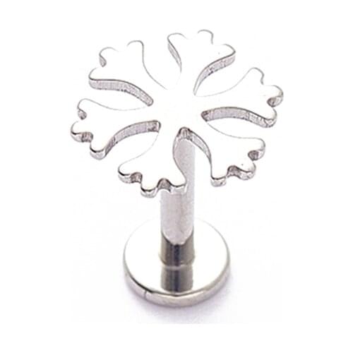 ASTM F136 Titanium Internally Threaded Snowflake Labret Stud Earrings 2021 Trend