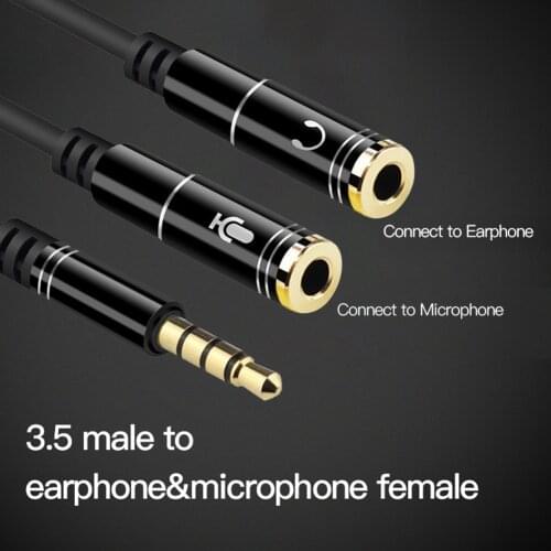 1 to 2 3.5mm Audio Cable Headphone Mic AUX Y Lightweight Amplifier Easily Carrying Splitter Cord for Computer Phone