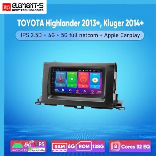 ELEMENT-5 7" 2G+32G Android 8,9,10 4G WIFI RDS DSP CarRadio For TOYOTA Highlander 2013+, Kluger 2014+, Navigation GPS HIFI