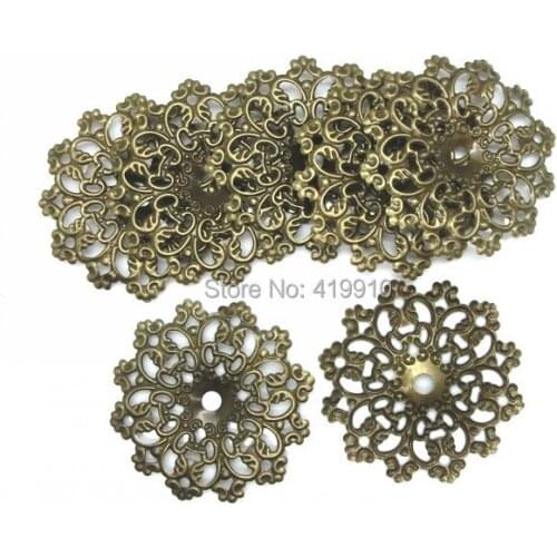 Free shipping-30Pcs Silver Tone Filigree Wraps Flower Connectors Metal Crafts Gift Decoration DIY Findings 6x6cm J0002
