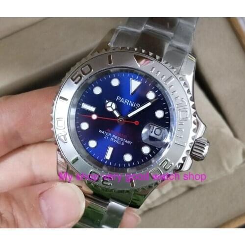 41mm parnis blue dial Sapphire crystal 5Bar waterproof automatic mechanical movement mens watch Mechanical watches 269
