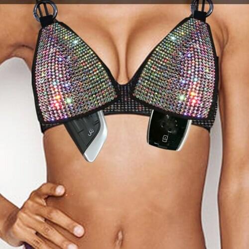 Fashion Leather Rhinestone Diamond Car Key Cover Key Case Universal Size Car Key Holder Key Wallets Storage Bag