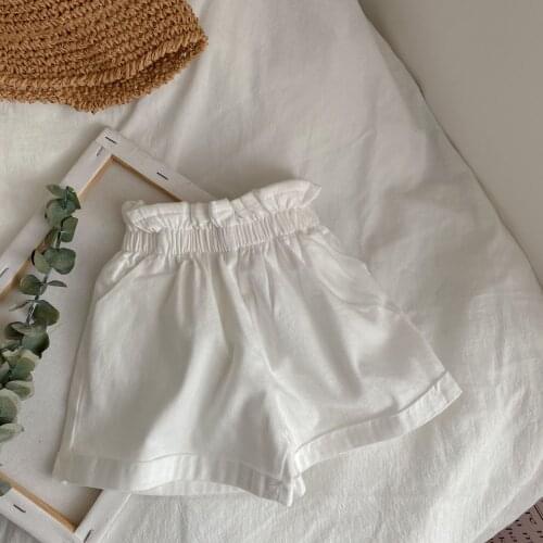 Childrens Shorts 2-8 Y Baby Girls White Shorts 2021 Summer New Kids Casual Loose Cotton Short Pant for Girls Toddler Clothing