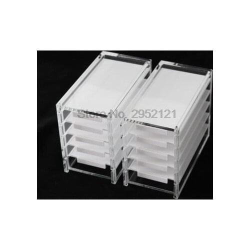By dhl or ems 20pcs 5 Layers Acrylic Clear Eyelash Storage Box Makeup Organizer False Eyelashes Glue Pallet Holders