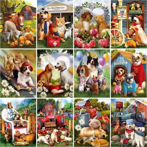 Evershine 5D DIY Diamond Embroidery Dog Full Square Round Diamond Painting Cat Animals Rhinestone Art Wall Decorations