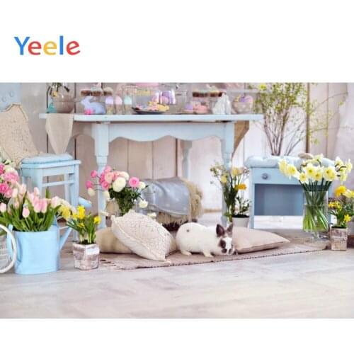Spring Flowers Decor Interior Easter Scene Newborn Baby Photography Backdrops Custom Photographic Backgrounds For Photo Studio