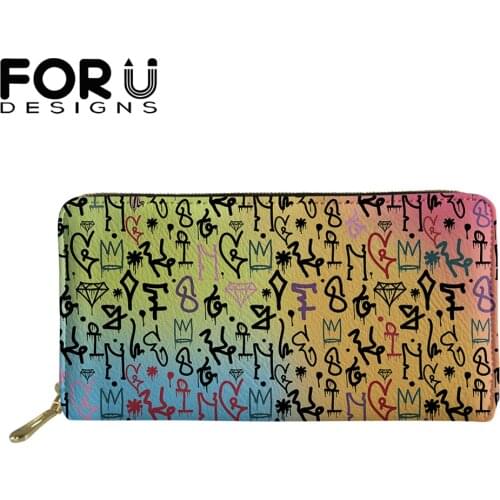 FORUDESIGNS Women Wallet Colorful Luggage Art Soft Leather Designer Multi Card Organizer Lady Clutch Sac Coin Money Carteira