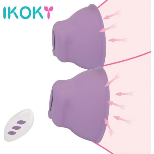 IKOKY Breast Enlargement Masturbator Breast Massage Nipple Stimulation Licking Vibrator Suction Cup Nipple Chest Sucker Sex Shop