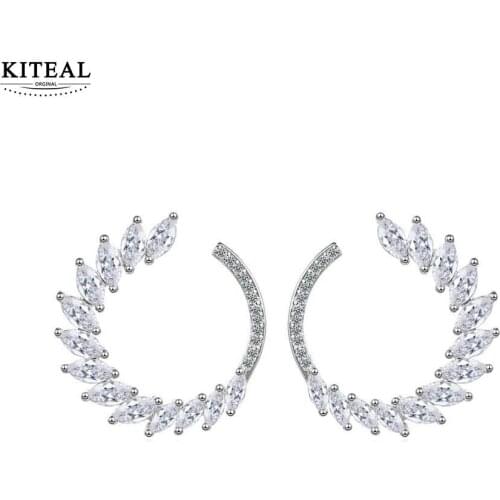 KITEAL 2020 Best Gift silver plated Maiden stud earrings Leaves Garland women earrings floating charms