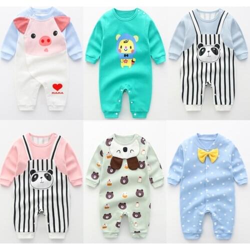 2021 Cotton Baby Girls Clothes Spring And Autumn Newborn Boys Rompers 0-24m Long Sleeve Cute Jumpsuits Christmas Toddler Costume