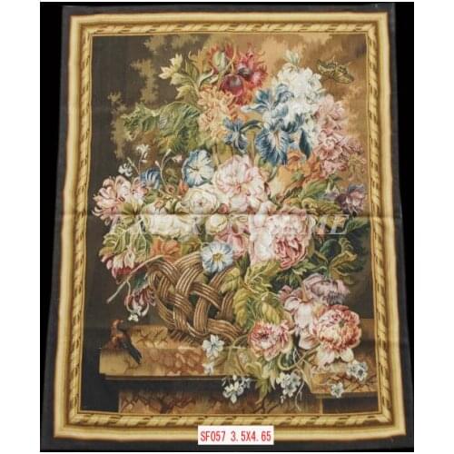 Free Shipping 3.5'x4.65' Handmade wool aubusson tapestry gobelin carpet, wall hanging tapestry wool tapestry paintings
