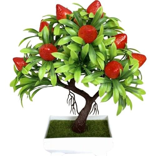 Beautiful Vivid Color 1Pc Potted Artificial Flower Strawberry Bonsai Stage Garden Home Party Weddings Decor gift
